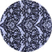 Round Abstract Blue Modern Rug, abs482blu