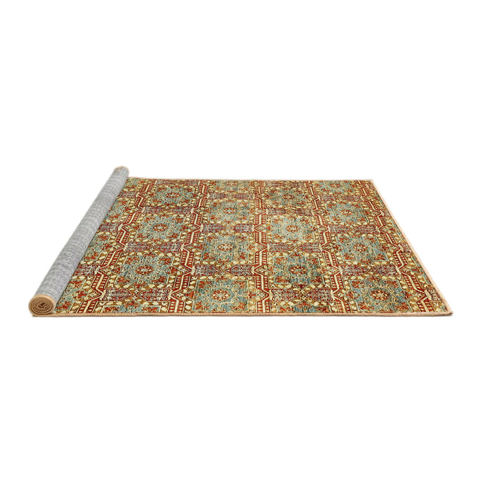 Sideview of Machine Washable Abstract Yellow Rug, wshabs483