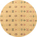 Round Abstract Brown Modern Rug, abs4830brn