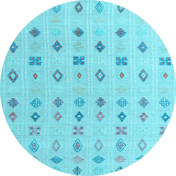 Round Abstract Light Blue Modern Rug, abs4830lblu