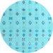 Round Abstract Light Blue Modern Rug, abs4830lblu