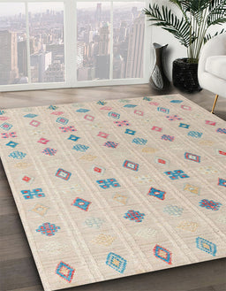Abstract Desert Sand Beige Modern Rug in Family Room, abs4830