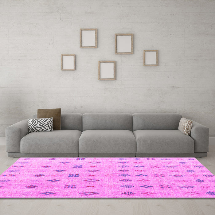 Machine Washable Abstract Pink Modern Rug in a Living Room, wshabs4830pnk