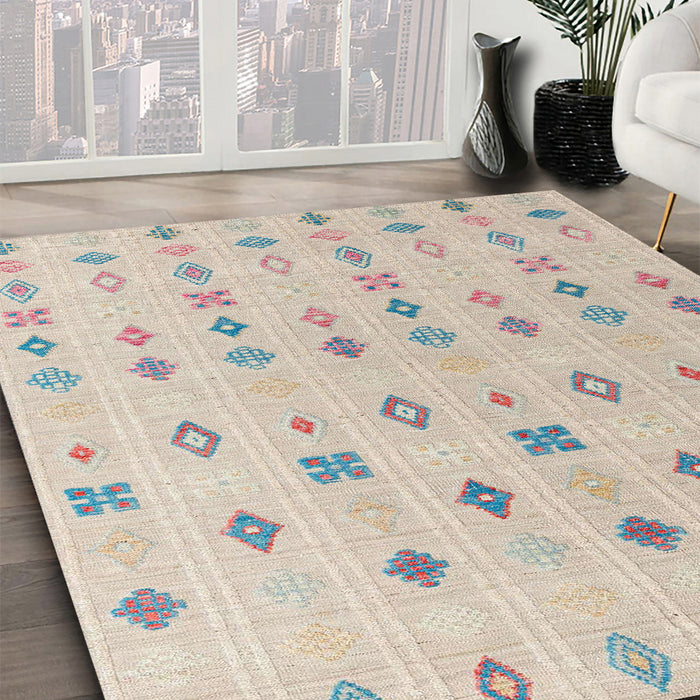 Abstract Desert Sand Beige Modern Rug in Family Room, abs4830