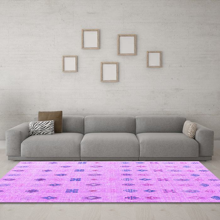 Machine Washable Abstract Purple Modern Area Rugs in a Living Room, wshabs4830pur