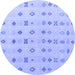 Round Abstract Blue Modern Rug, abs4830blu