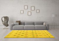 Machine Washable Abstract Yellow Modern Rug, wshabs4830yw