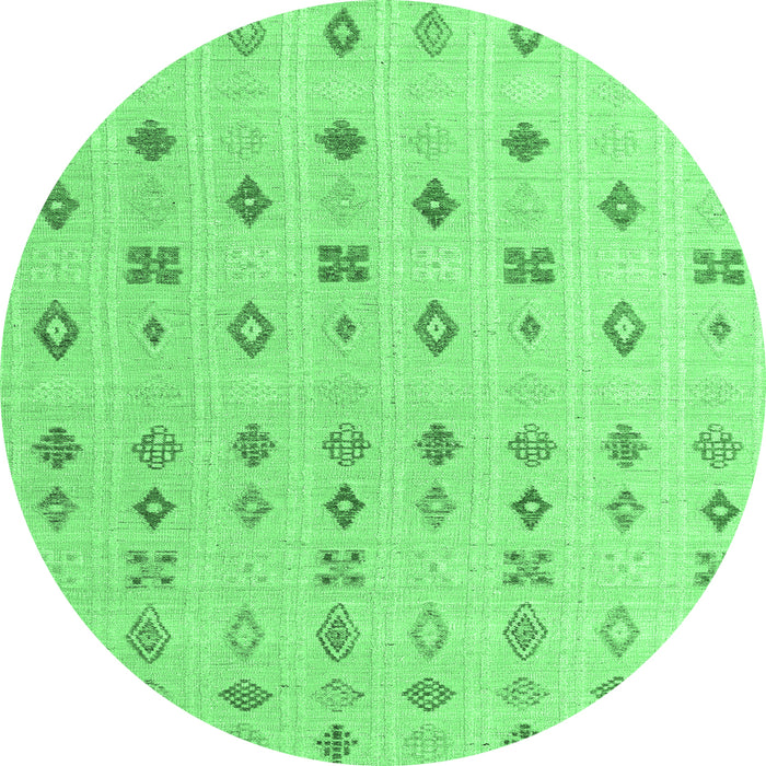 Round Abstract Emerald Green Modern Rug, abs4830emgrn