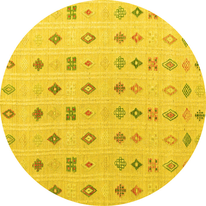 Round Abstract Yellow Modern Rug, abs4830yw
