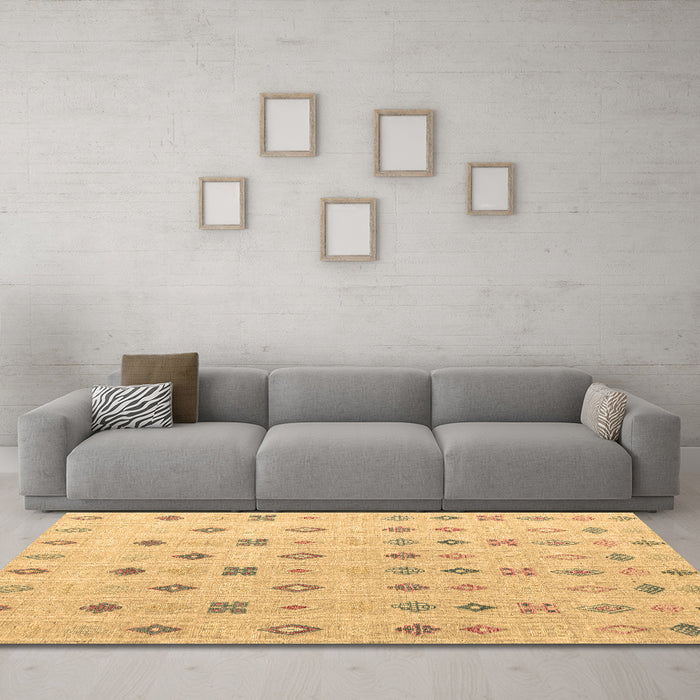 Machine Washable Abstract Brown Modern Rug in a Living Room,, wshabs4830brn