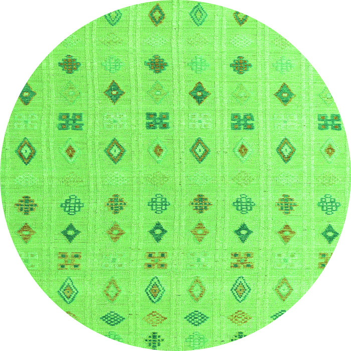 Round Machine Washable Abstract Green Modern Area Rugs, wshabs4830grn