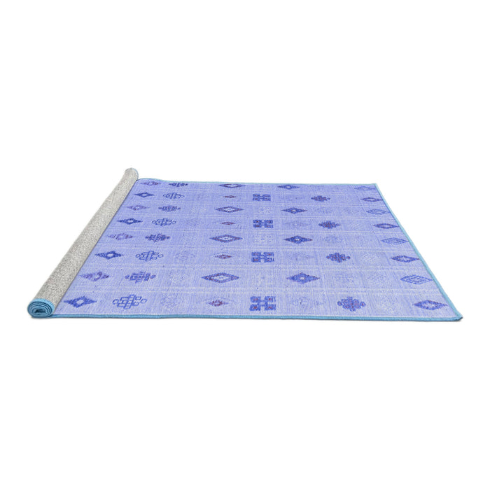 Sideview of Machine Washable Abstract Blue Modern Rug, wshabs4830blu