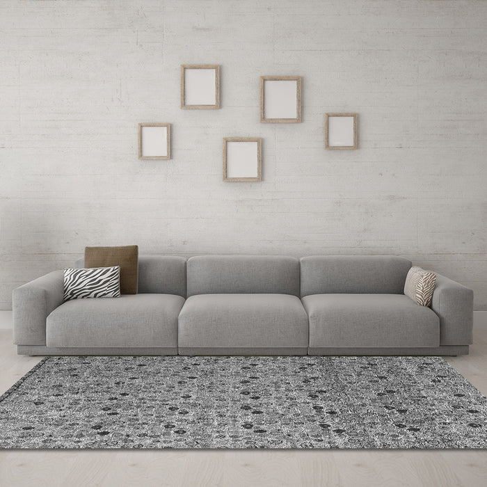 Machine Washable Abstract Gray Modern Rug in a Living Room,, wshabs4831gry