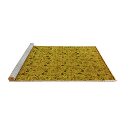 Sideview of Machine Washable Abstract Yellow Modern Rug, wshabs4831yw