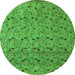 Round Machine Washable Abstract Green Modern Area Rugs, wshabs4831grn