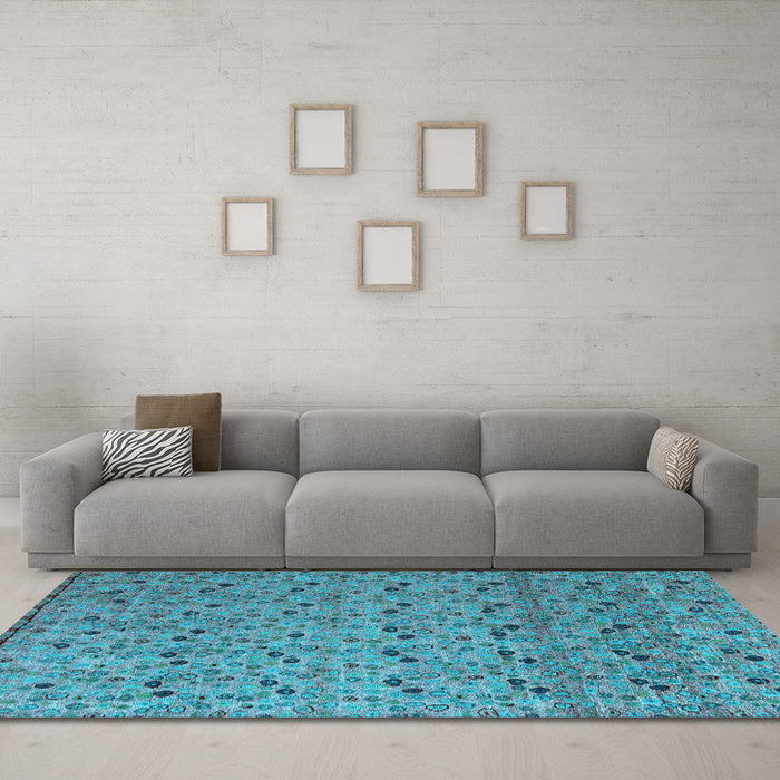 Machine Washable Abstract Light Blue Modern Rug in a Living Room, wshabs4831lblu
