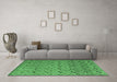 Machine Washable Abstract Emerald Green Modern Area Rugs in a Living Room,, wshabs4831emgrn