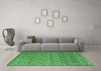 Machine Washable Abstract Emerald Green Modern Rug, wshabs4831emgrn