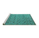 Sideview of Machine Washable Abstract Turquoise Modern Area Rugs, wshabs4831turq