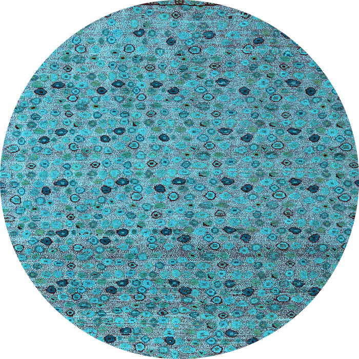 Round Abstract Light Blue Modern Rug, abs4831lblu