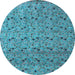 Round Abstract Light Blue Modern Rug, abs4831lblu