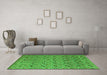 Machine Washable Abstract Green Modern Area Rugs in a Living Room,, wshabs4831grn