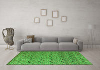 Machine Washable Abstract Green Modern Rug, wshabs4831grn