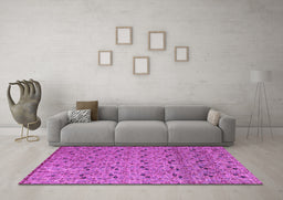 Machine Washable Abstract Pink Modern Rug in a Living Room, wshabs4831pnk