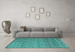 Machine Washable Abstract Turquoise Modern Area Rugs in a Living Room,, wshabs4831turq