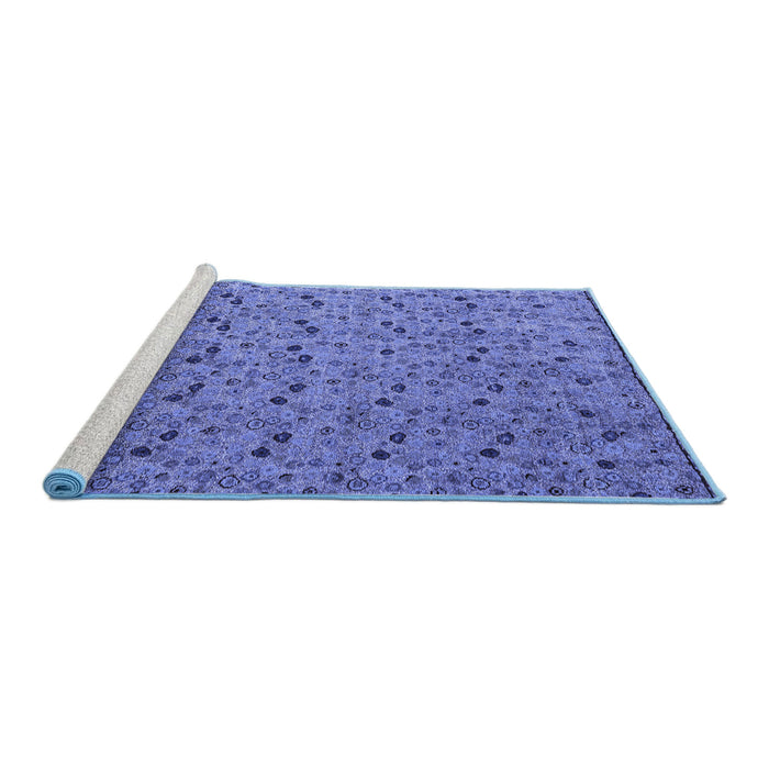 Sideview of Machine Washable Abstract Blue Modern Rug, wshabs4831blu