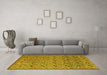 Machine Washable Abstract Yellow Modern Rug in a Living Room, wshabs4831yw