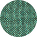 Round Abstract Turquoise Modern Rug, abs4832turq