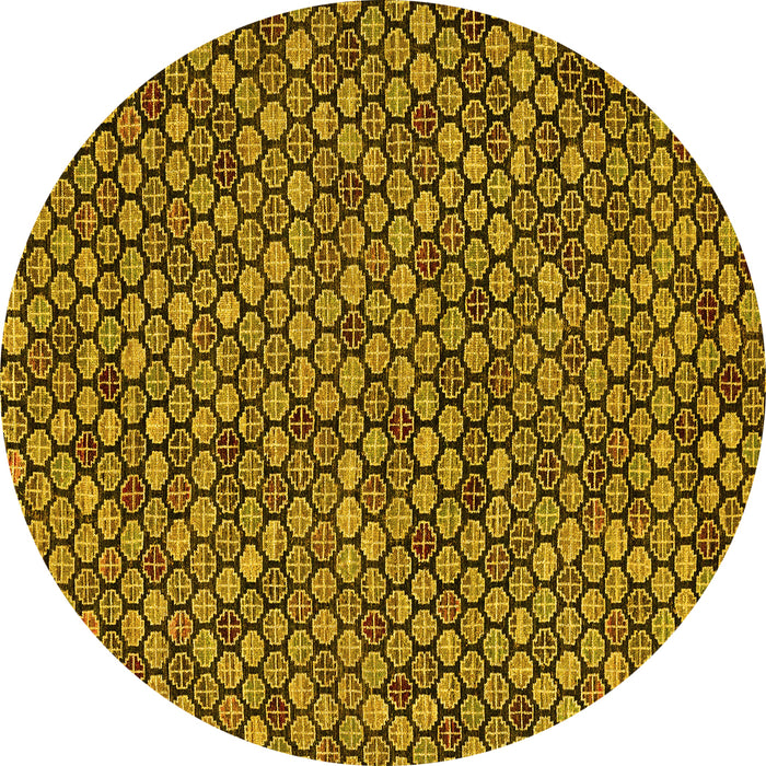 Round Machine Washable Abstract Yellow Modern Rug, wshabs4832yw