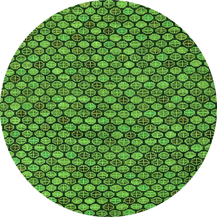 Round Machine Washable Abstract Green Modern Area Rugs, wshabs4832grn