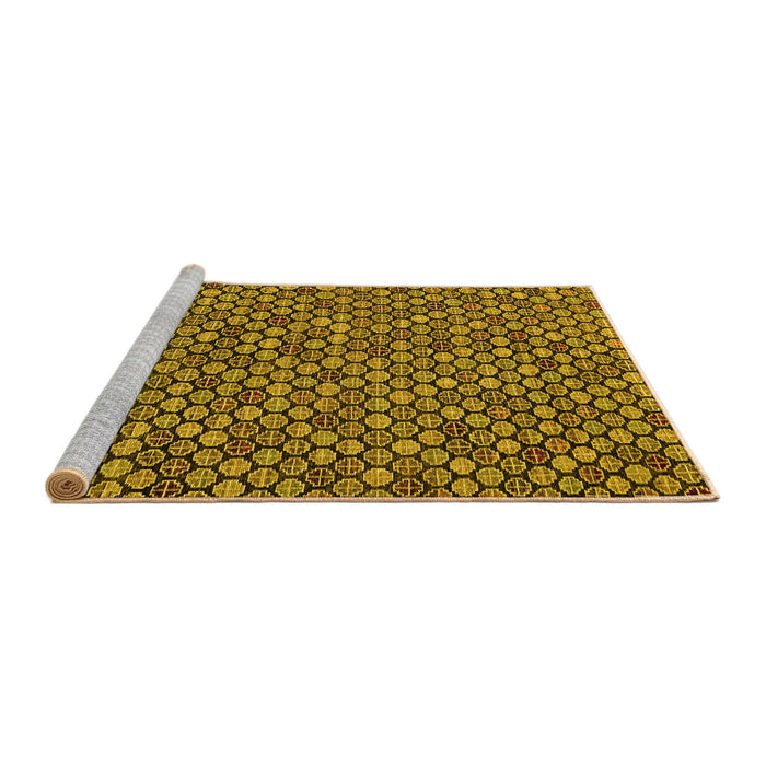 Sideview of Machine Washable Abstract Yellow Modern Rug, wshabs4832yw