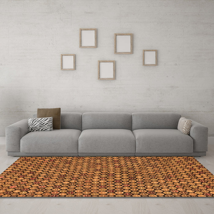 Machine Washable Abstract Orange Modern Area Rugs in a Living Room, wshabs4832org