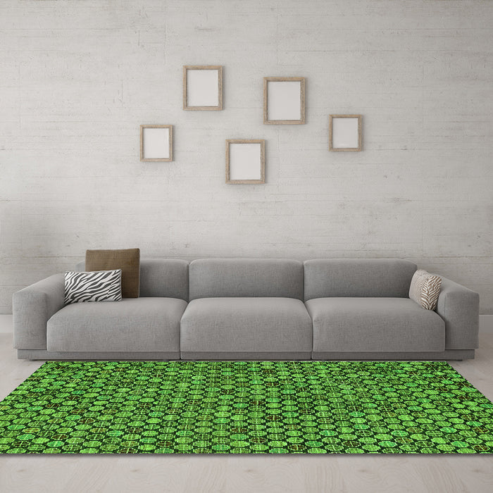 Machine Washable Abstract Green Modern Area Rugs in a Living Room,, wshabs4832grn