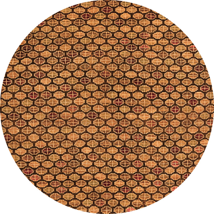 Round Machine Washable Abstract Orange Modern Area Rugs, wshabs4832org