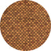 Round Machine Washable Abstract Orange Modern Area Rugs, wshabs4832org