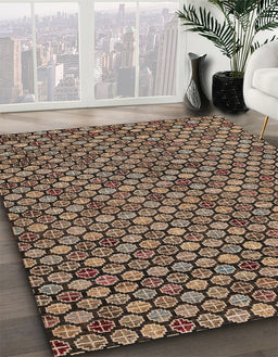 Machine Washable Abstract Bakers Brown Rug in a Family Room, wshabs4832