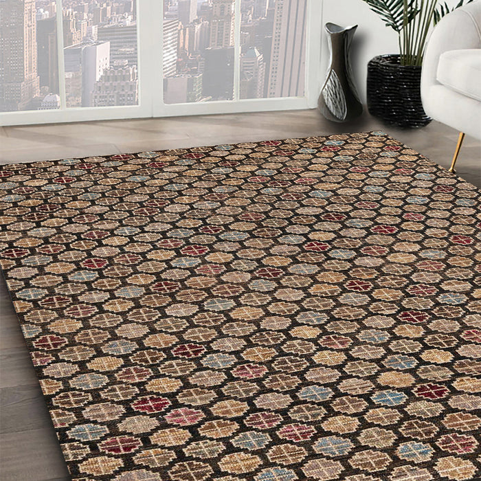 Machine Washable Abstract Bakers Brown Rug in a Family Room, wshabs4832