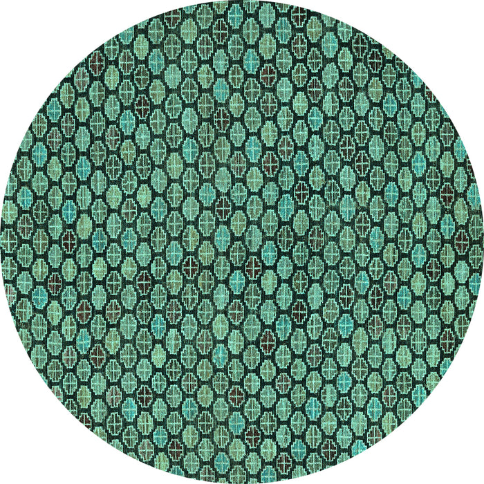 Round Machine Washable Abstract Turquoise Modern Area Rugs, wshabs4832turq