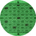 Round Abstract Green Modern Rug, abs4833grn