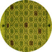 Round Abstract Yellow Modern Rug, abs4833yw