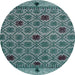 Round Machine Washable Abstract Dark Blue Grey Blue Rug, wshabs4833