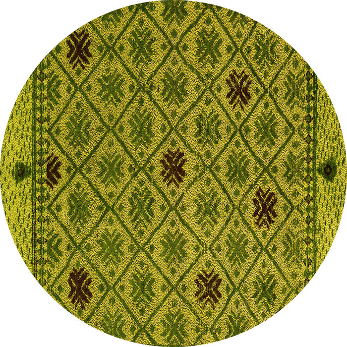 Round Machine Washable Abstract Yellow Modern Rug, wshabs4833yw