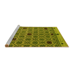 Sideview of Machine Washable Abstract Yellow Modern Rug, wshabs4833yw