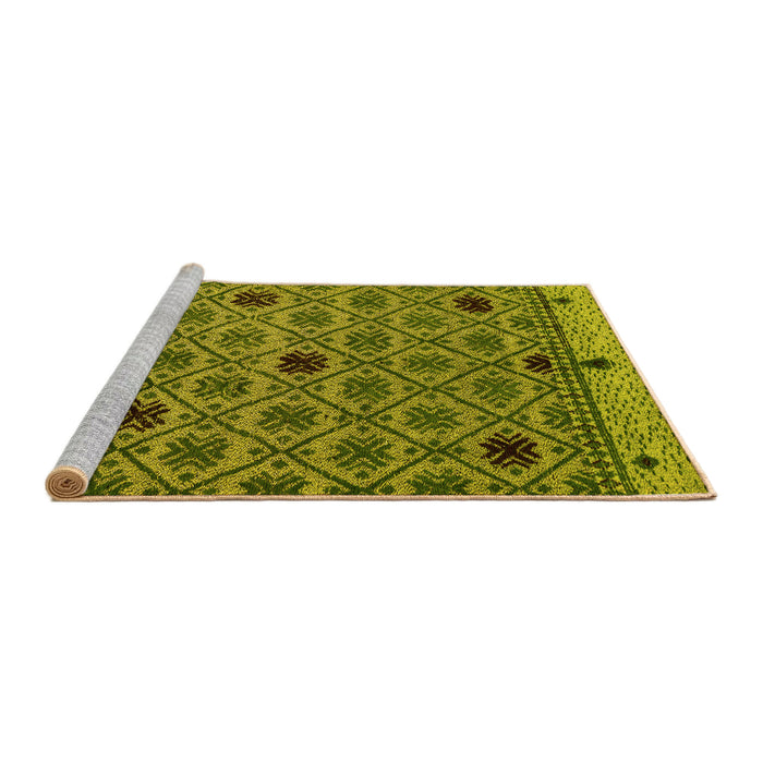 Sideview of Machine Washable Abstract Yellow Modern Rug, wshabs4833yw