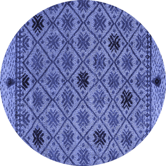 Round Machine Washable Abstract Blue Modern Rug, wshabs4833blu
