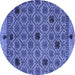 Round Machine Washable Abstract Blue Modern Rug, wshabs4833blu